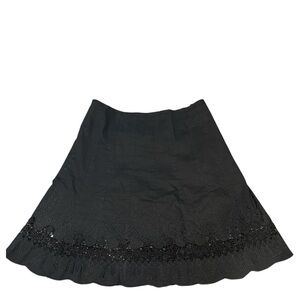 Toi et Moi Black A-Line Skirt with Lace Detail
